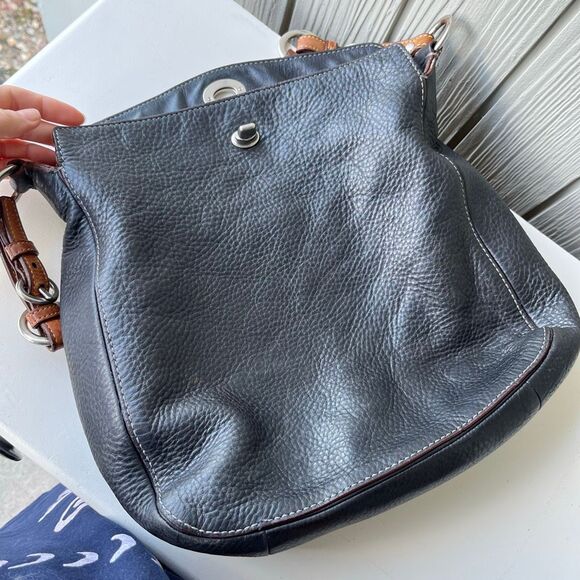 VTG Coach Legacy Black Pebbled Leather Hobo Bag | Fuchsia Lining 9379 - Picture 8 of 13